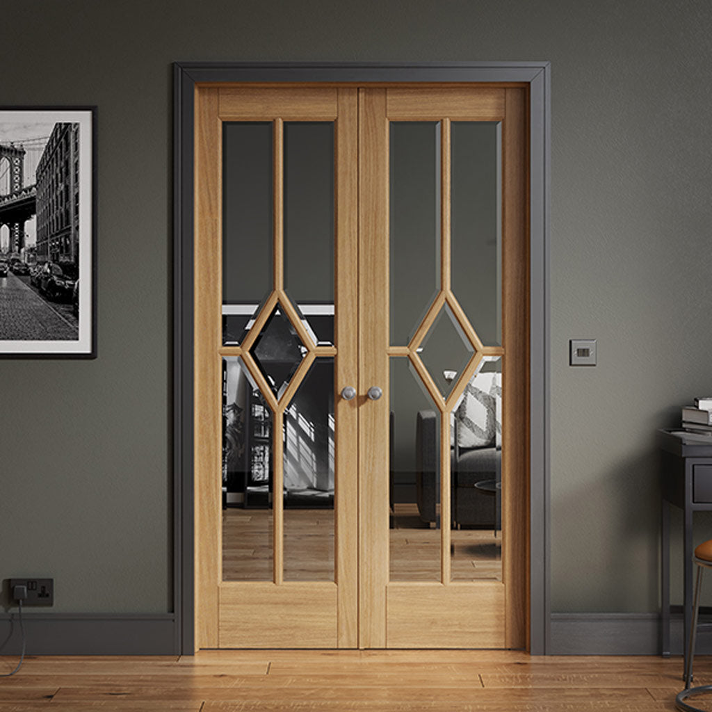 W4 Reims Room Divider Door & Frame Kit - Bevelled Clear Glass